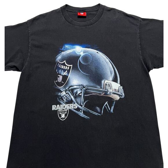 Vintage Y2K Oakland Raiders Helmet Black T-Shirt - size XL - Picture 2 of 8